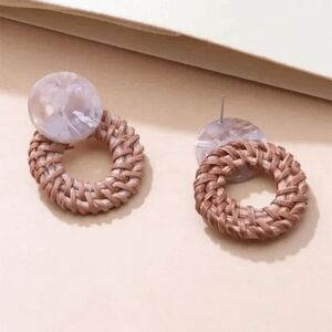 2/$21 Ladies Pink Woven Earrings